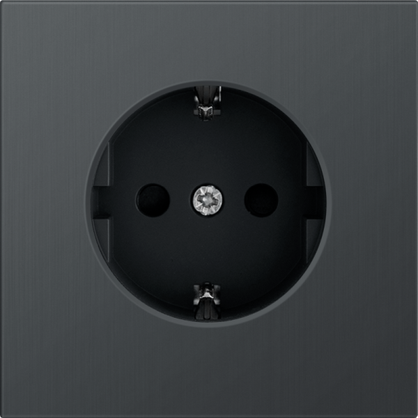 Накладка для розетки Schuko с заземлением со шторками 16A 250 В~,  вороненая сталь,  серия R98 METAL