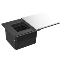 Настольный встраиваемый розеточный блок,  сдвижная крышка Slider 2 мод. (1 мод. 45х45),  серебро