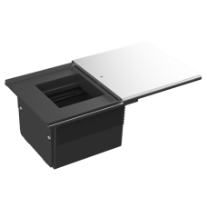 Настольный встраиваемый розеточный блок,  сдвижная крышка Slider 2 мод. (1 мод. 45х45),  серебро