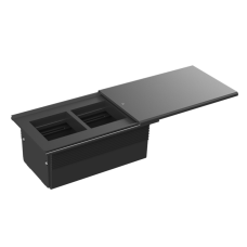 Настольный встраиваемый розеточный блок,  сдвижная крышка Slider 4 мод. (2 мод. 45х45),  черный