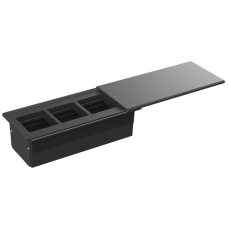 Настольный встраиваемый розеточный блок,  сдвижная крышка Slider 6 мод. (3 мод. 45х45),  черный