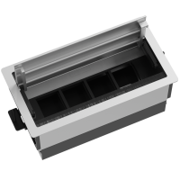 Настольный встраиваемый розеточный блок с откидной крышкой Spread 8 мод. (4 мод. 45х45),  easylift,  алюминий