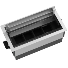 Настольный встраиваемый розеточный блок с откидной крышкой Spread 8 мод. (4 мод. 45х45),  easylift,  алюминий