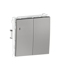 Выключатель 2-клавишный с подсветкой,  10 A 250 В,  благородная сталь Donel R98 Metal