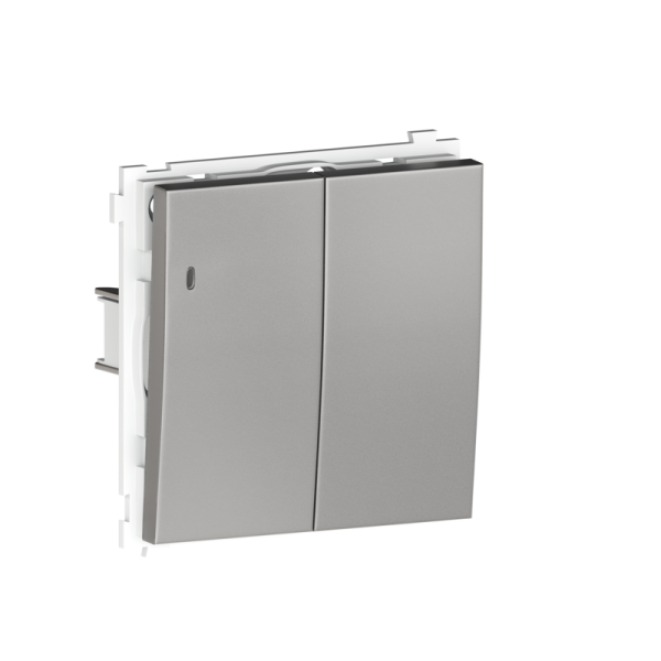 Выключатель 2-клавишный с подсветкой,  10 A 250 В,  благородная сталь Donel R98 Metal