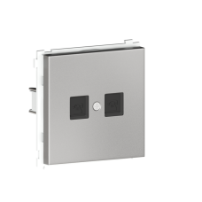 Телефонная розетки RJ11 + RJ11 (двойная) cat.3/ClassE-4/4,  благородная сталь Donel R98 Metal