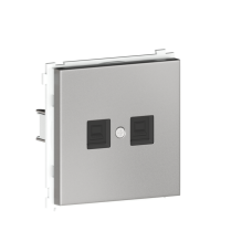 Компьютерная розетка двойная RJ45 (cat.6/ClassE-8),  благородная сталь Donel R98 Metal