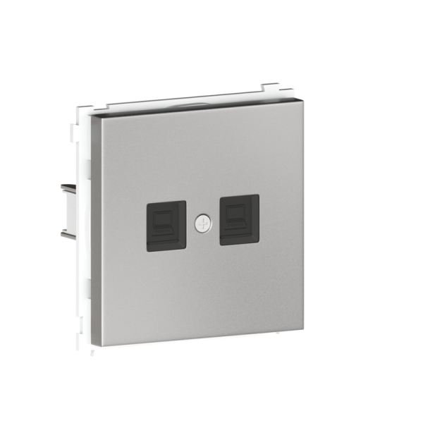 Компьютерная розетка двойная RJ45 (cat.6/ClassE-8),  благородная сталь Donel R98 Metal