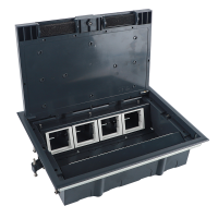 Лючок в пол 16 мод. (8 мод. 45х45 мм.) верт. установка,  крышка ABS +гальванизированная стальная