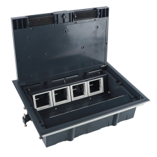 Лючок в пол 16 мод. (8 мод. 45х45 мм.) верт. установка,  крышка ABS +гальванизированная стальная