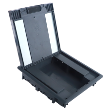 Лючок в пол 16 мод. (8 мод. 45х45 мм.) верт. установка,  глубина 50мм,  крышка ABS + гальванизированная стальная вставка