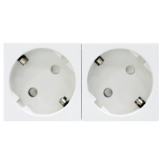 Розетка 2х2К+З нем.ст.,  45 гр.,  с з/ш,  бел. (90х45мм),  серия (тип) DF6