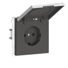 Розетка с заземлением и крышкой Schuko 16А 250 В,  на клеммах,  благородная сталь Donel R98 Metal