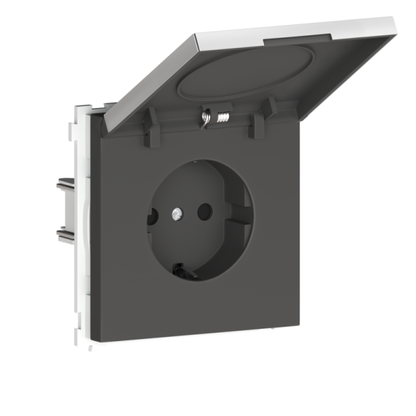 Розетка с заземлением и крышкой Schuko 16А 250 В,  на клеммах,  благородная сталь Donel R98 Metal