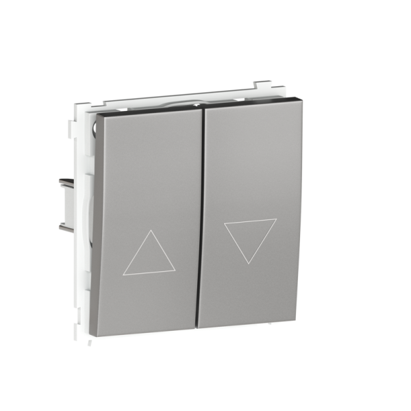 Жалюзийный выключатель 2-клавишный с блокировкой,  10 A 250 В,  благородная сталь Donel R98 Metal