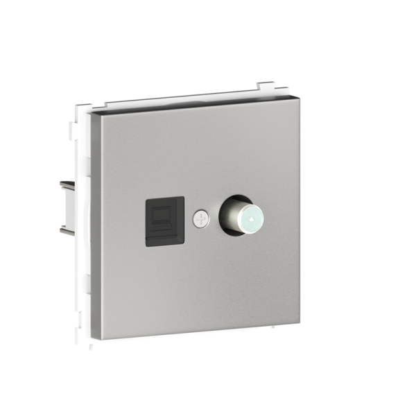 Розетка комбинированная RJ45 (cat.6/ClassE-8) + SAT (F-разъём,  простая),  благородная сталь Donel R98 Metal