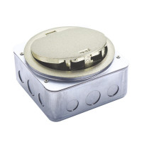 Лючок в пол 4 мод. (2 мод. 45х45 мм.),  серебро,  круглый,  металл,  IP65