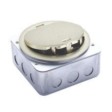 Лючок в пол 4 мод. (2 мод. 45х45 мм.),  серебро,  круглый,  металл,  IP65