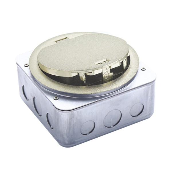 Лючок в пол 4 мод. (2 мод. 45х45 мм.),  серебро,  круглый,  металл,  IP65