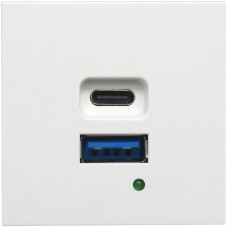 USB зарядное устройство,  4.2A ,  65W,  Type A + C,  2 мод.,  бел. (45х45мм)