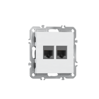 Розетка комбинированная RJ11 + RJ45 (cat.3/5e/ClassE-4/8),  глянцевый белый Donel A07