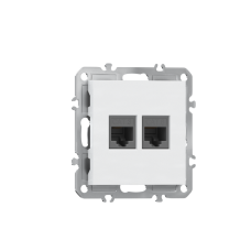 Розетка комбинированная RJ11 + RJ45 (cat.3/5e/ClassE-4/8),  глянцевый белый Donel A07