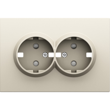 Накладка для розетки 2-й с заземлением,  со шторками 16A 250 В~,  слоновая кость,  серия S08