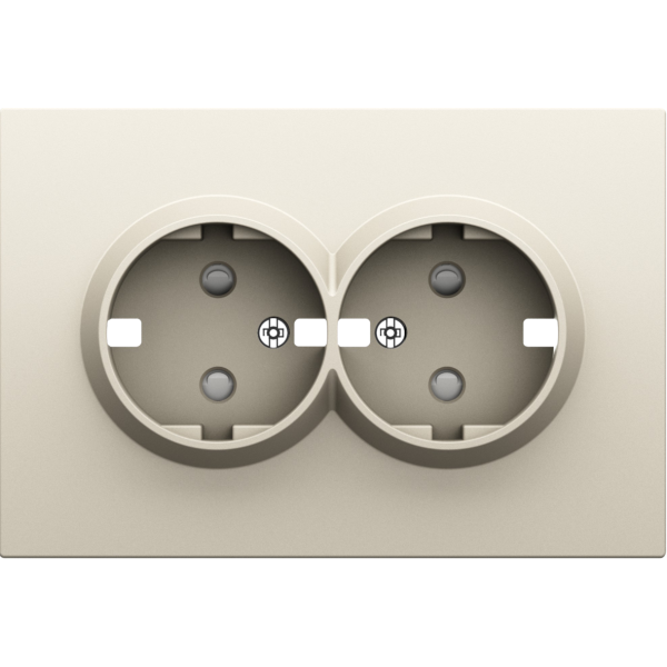 Накладка для розетки 2-й с заземлением,  со шторками 16A 250 В~,  слоновая кость,  серия S08