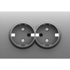 Накладка для розетки 2-й с заземлением,  со шторками 16A 250 В~,  серый графит,  серия S08