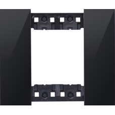 Декоративная рамка 2 модуля,  черное глянцевое стекло