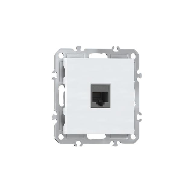 Компьютерная розетка одиночная RJ45 (cat.5/ClassE-8),  глянцевый белый Donel A07