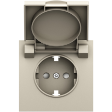 Накладка для розетки Schuko с заземлением,  с крышкой,  16A 250 В~,  слоновая кость,  серия S08