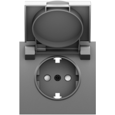 Накладка для розетки Schuko с заземлением,  с крышкой,  16A 250 В~,  серый графит,  серия S08