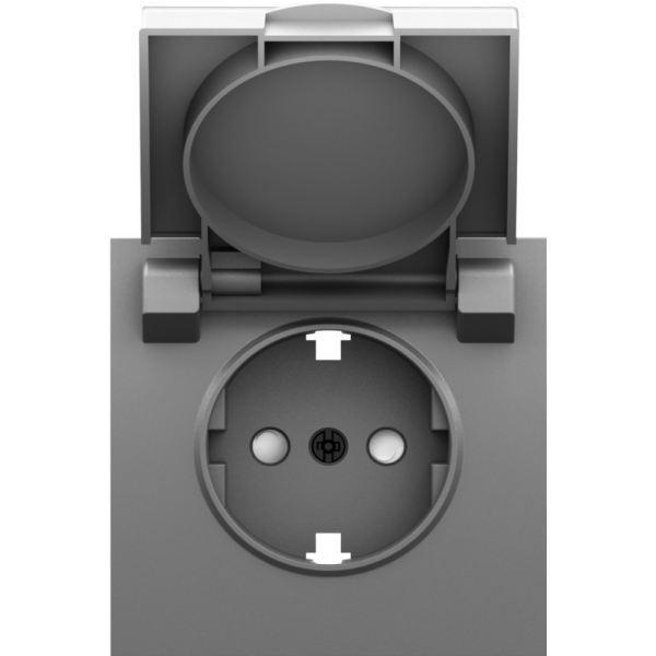 Накладка для розетки Schuko с заземлением,  с крышкой,  16A 250 В~,  серый графит,  серия S08