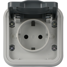 Рамка с крышкой для скрытой установки розетки одиночный,  цвет серый,  IP55,  серия W55