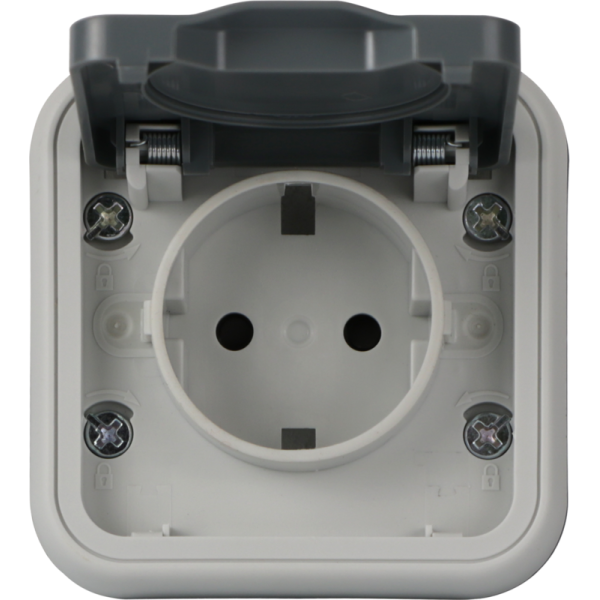Рамка с крышкой для скрытой установки розетки одиночный,  цвет серый,  IP55,  серия W55