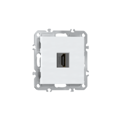 Розетка с разъёмом HDMI 2.0a,  черный,  глянцевый белый Donel A07