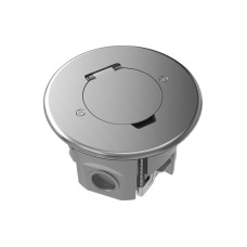 Лючок Surface 2 мод. (1 мод. 45х45 мм.),   круглый,  круглая крышка,  полированное серебро,  IP44,  (с уст. набором)