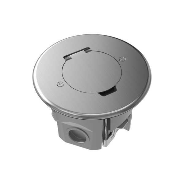 Лючок Surface 2 мод. (1 мод. 45х45 мм.),   круглый,  круглая крышка,  полированное серебро,  IP44,  (с уст. набором)