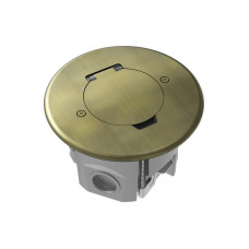 Лючок Surface 2 мод. (1 мод. 45х45 мм.),   круглый,  круглая крышка,  античная латунь,  IP44,  (с уст. набором)