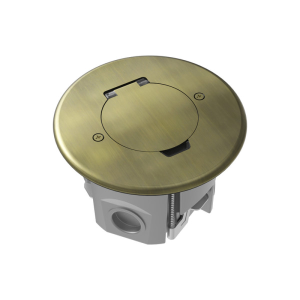 Лючок Surface 2 мод. (1 мод. 45х45 мм.),   круглый,  круглая крышка,  античная латунь,  IP44,  (с уст. набором)