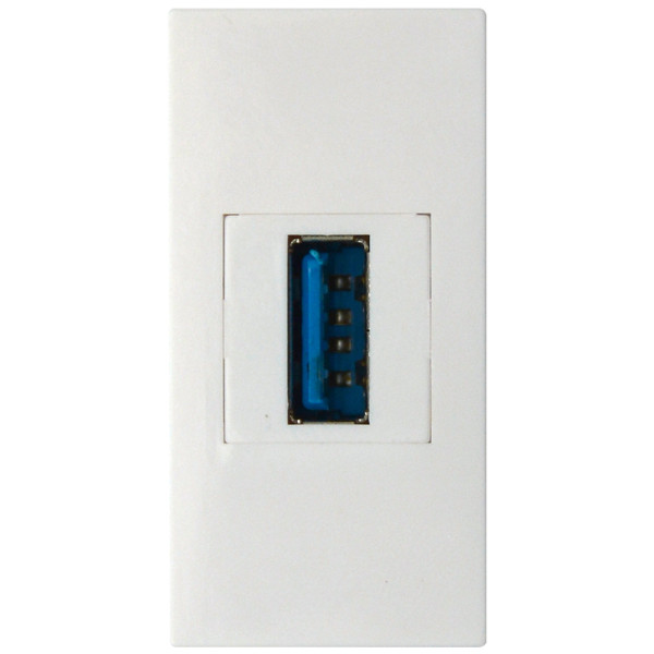 Розетка информационная USB для передачи данных,  1мод.,  бел. (22.5х45мм),  USB3.0,  серия (тип) D