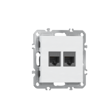 Розетка комбинированная RJ11 + RJ45 (cat.3/6/ClassE-4/8),  глянцевый белый Donel A07