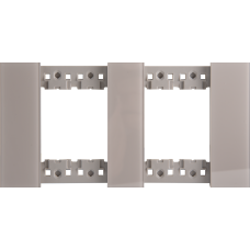Декоративная рамка 2+2 модуля,  серое глянцевое стекло