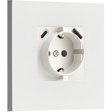 Розетка Schuko с зарядным устройством USB A+C,  с защитными шторками,  белый,  серия N96