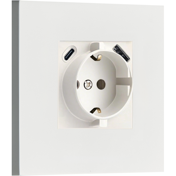 Розетка Schuko с зарядным устройством USB A+C,  с защитными шторками,  белый,  серия N96