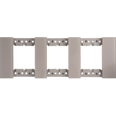 Декоративная рамка 2+2+2 модуля,  серое глянцевое стекло
