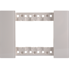 Декоративная рамка 3 модуля итал.стандарт,  белое матовое стекло