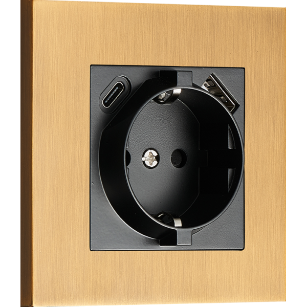 Розетка Schuko с зарядным устройством USB A+C,  с защитными шторками,  латунь,  серия N96