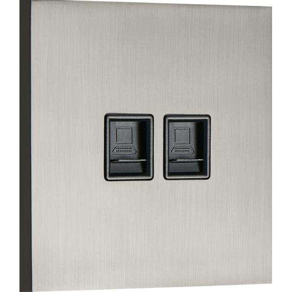 Компьютерная розетка RJ45 + RJ45 (двойная) cat.6/ClassE-8/8,  вороненая сталь,  серия N96